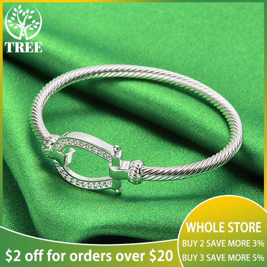 ALITREE 925 Sterling Silver Knotting Rope Bangles For Women Bangle Fashion Birthday Wedding Party Jewelry Lady Bracelets Gifts