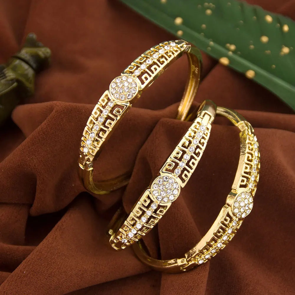 Sunspicems Gold Color Arabic Bracelet Bangle Crystal Women Charm Bracelet Set Dubai Muslim Wedding Jewelry Morocco Bridal Gift