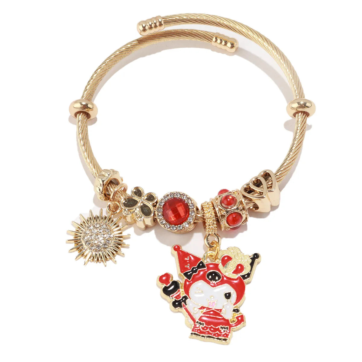 Cute HelloKitty Beaded Pendant Bracelet Anime Cartoon Jewelry Bracelet Kuromi Pandor Gold color Bracelet Suitable for Girls Gift