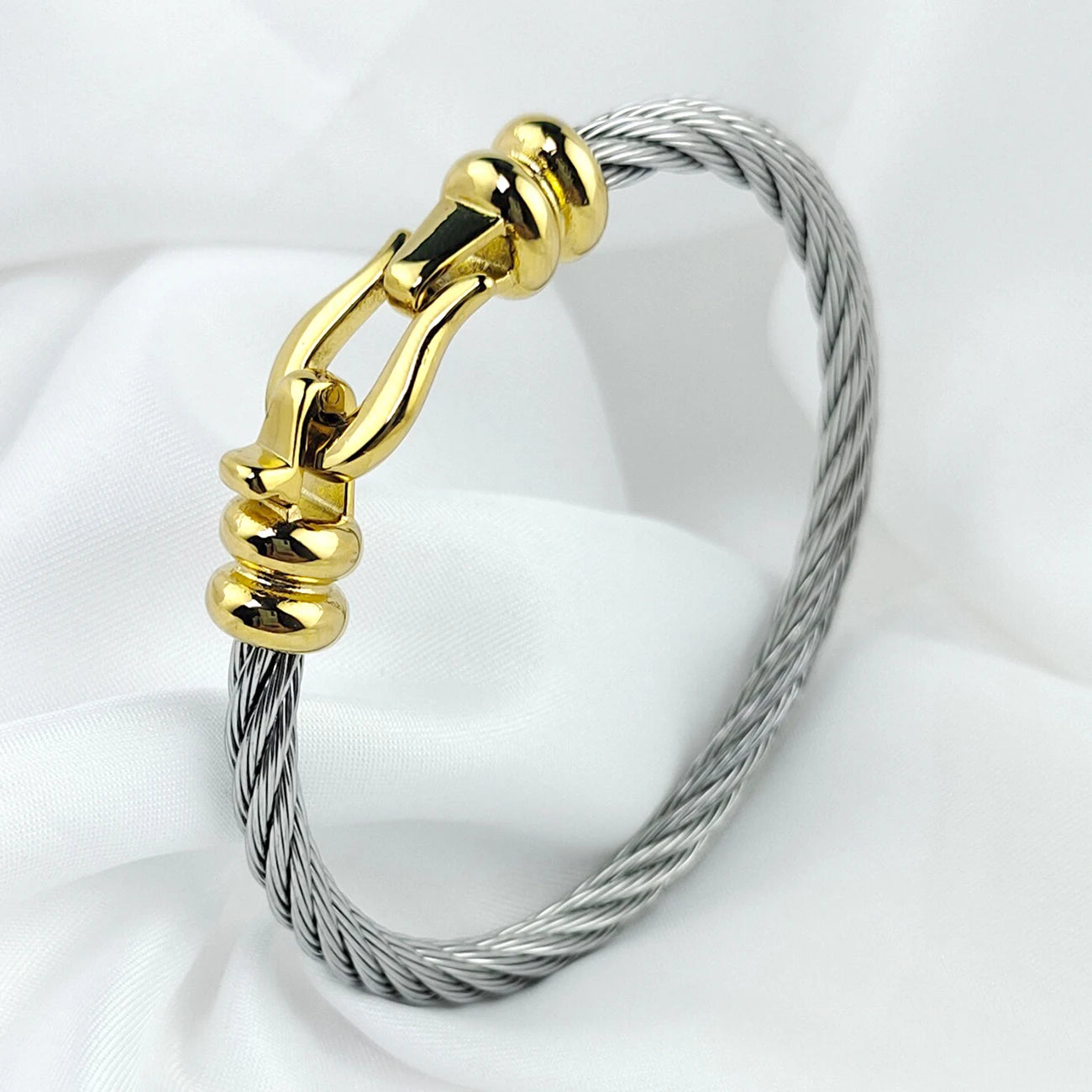 Stainless Steel 5mm Women's Vintage Stretch Cuff Cable Bracelet, Fashion Jewelry Gift for Men, Women, Friends and Sisters