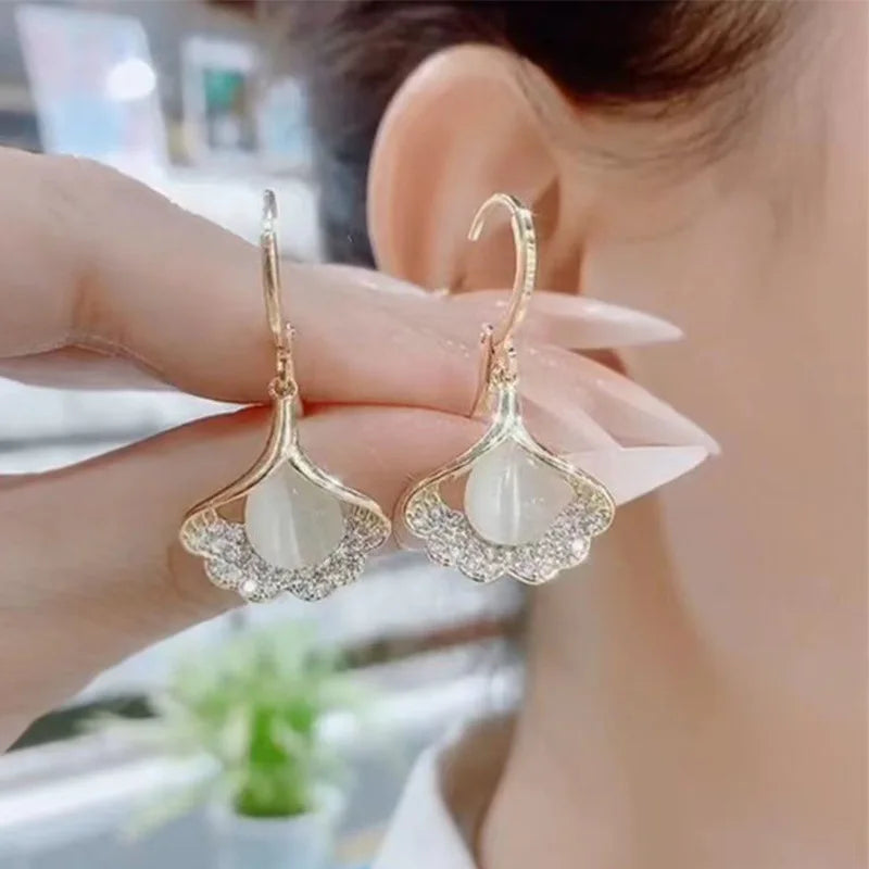 Luxury Trend Black Color Double Layer Earrings For Women Korean Crystal Zircon Geometric Earring Bride Wedding Statement Jewelry