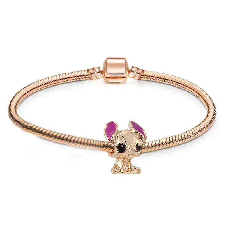 Disney Stitch Minnie Bracelet Girl Cartoon Anime Character Bracelet Cute Creative Beaded Jewelry Accessories for Birthday Gifts