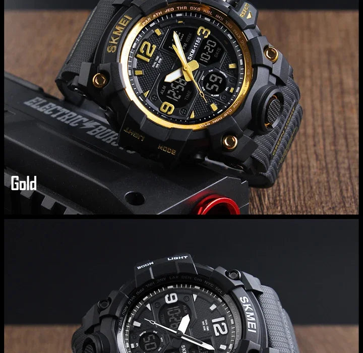 SKMEI 1155B  5Bar Waterproof Dual Display Wristwatches Relogio Masculino watch Sport Men Military Digital Watches Sport Watch