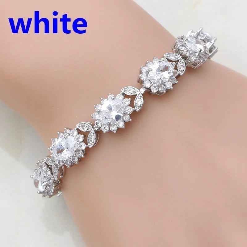 Exquisite Shining Rhinestone Zirconia Geometric Tennis Bracelet Women Fashion Trend Dinner Party Jewelry Girls Gift