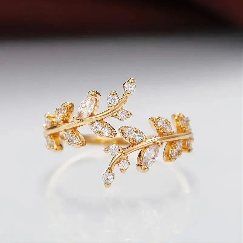 925 Sterling Silver Tree Branch Shape Ring Charm Sparkling Zirconia Rings Birthday Party Gift for Women Fine Jewelry Accessories