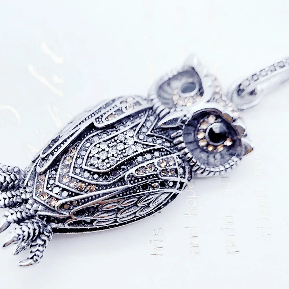 Pendant Owl,Brand New Fashion Trendy Jewelry Europe 925 Sterling Silver Accessories Cute Soul Gift For Woman