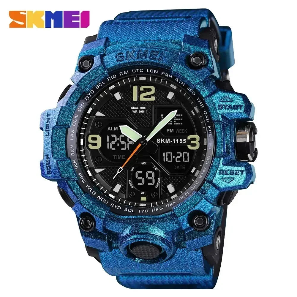 SKMEI 1155B  5Bar Waterproof Dual Display Wristwatches Relogio Masculino watch Sport Men Military Digital Watches Sport Watch