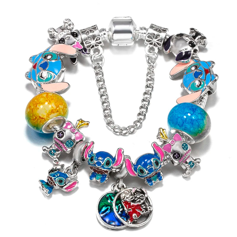 Classic Cartoon Characters Diy Charm Beads Pendant With Snake Chain Charm Bracelet For Women Children Jewelry Hot Selling