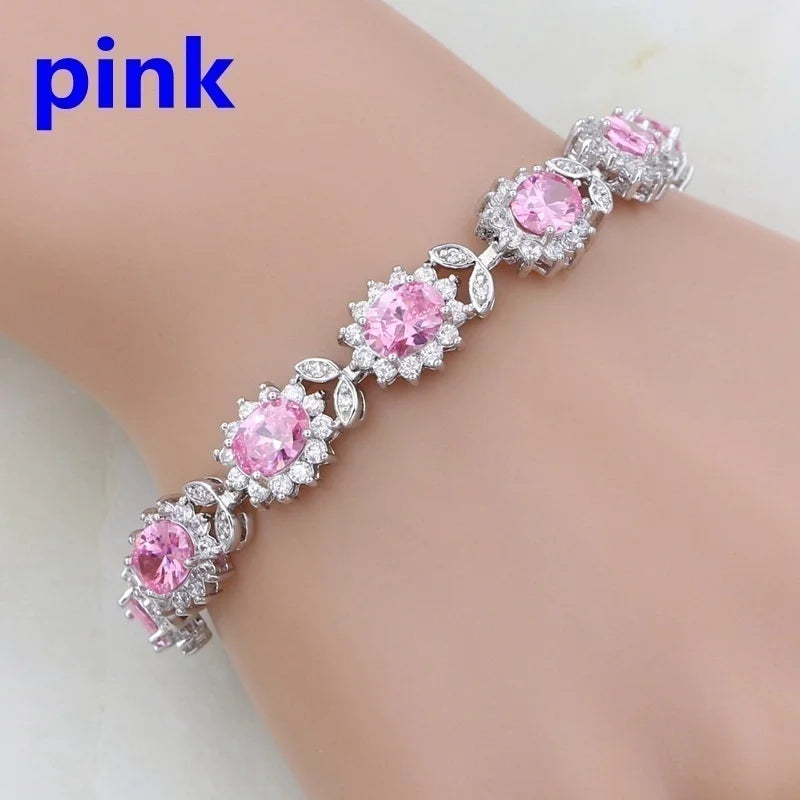 Exquisite Shining Rhinestone Zirconia Geometric Tennis Bracelet Women Fashion Trend Dinner Party Jewelry Girls Gift