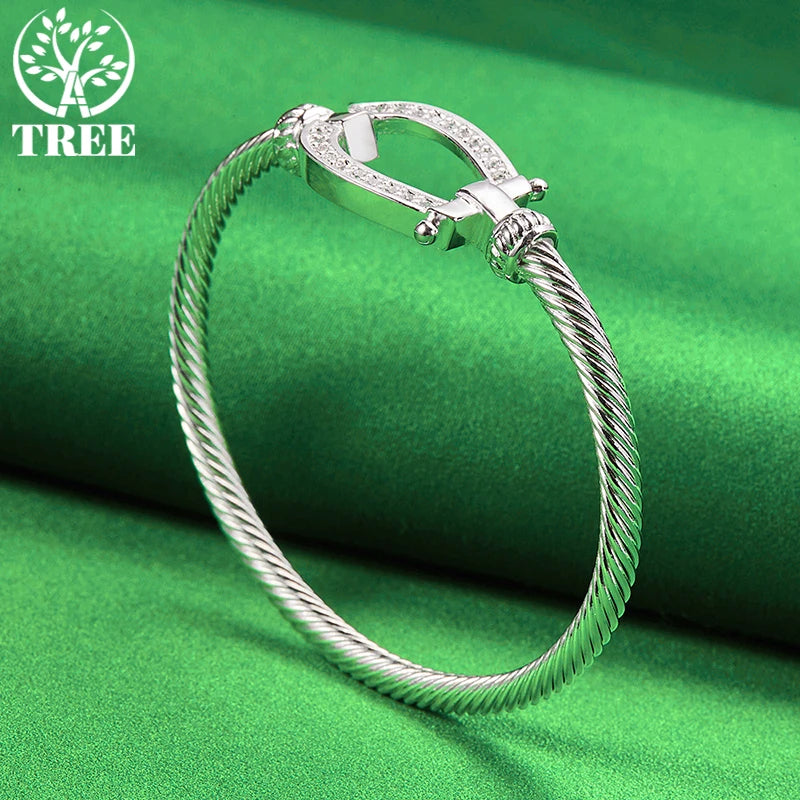 ALITREE 925 Sterling Silver Knotting Rope Bangles For Women Bangle Fashion Birthday Wedding Party Jewelry Lady Bracelets Gifts