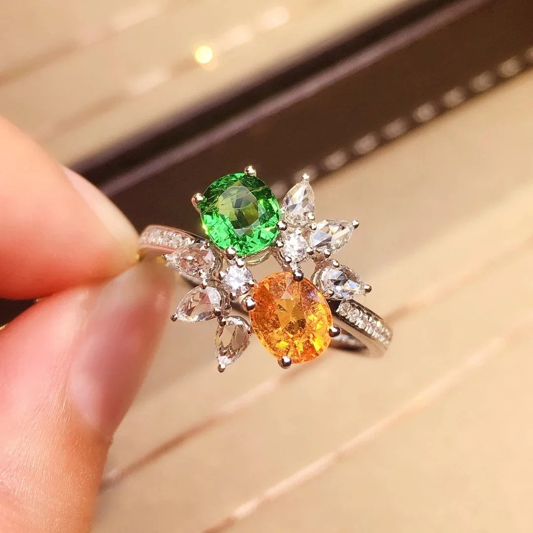 925 Silver Non-tarnish High Quality New Green Yellow Zirconia Ladies Ring Luxury Party Jewellery Wedding Birthday Gift