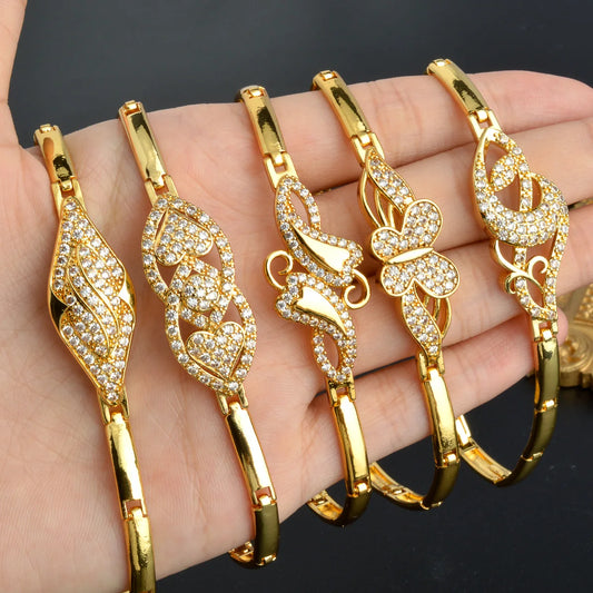 Butterfly Love Heart Bracelets for Women Aesthetic Gold Color Zircon Bangle Vintage Fashion Jewelry Accessories Party New Gifts