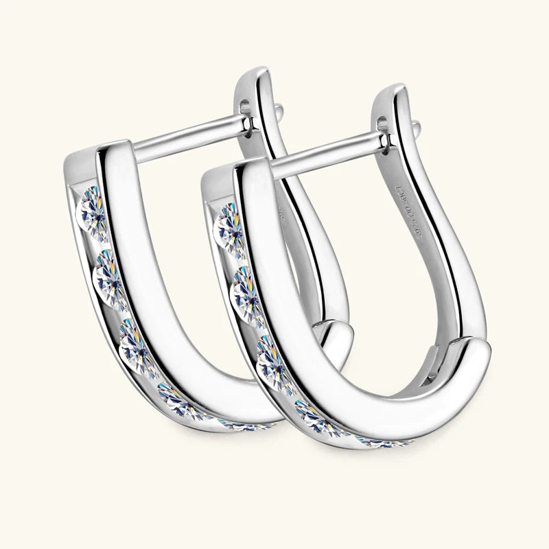 IOGOU Moissanite U-shaped Hoops Earrings 3mm D VVS1 Women's Diamond Geometric Earrings Engagement Accessories Silver 925 Jewelry