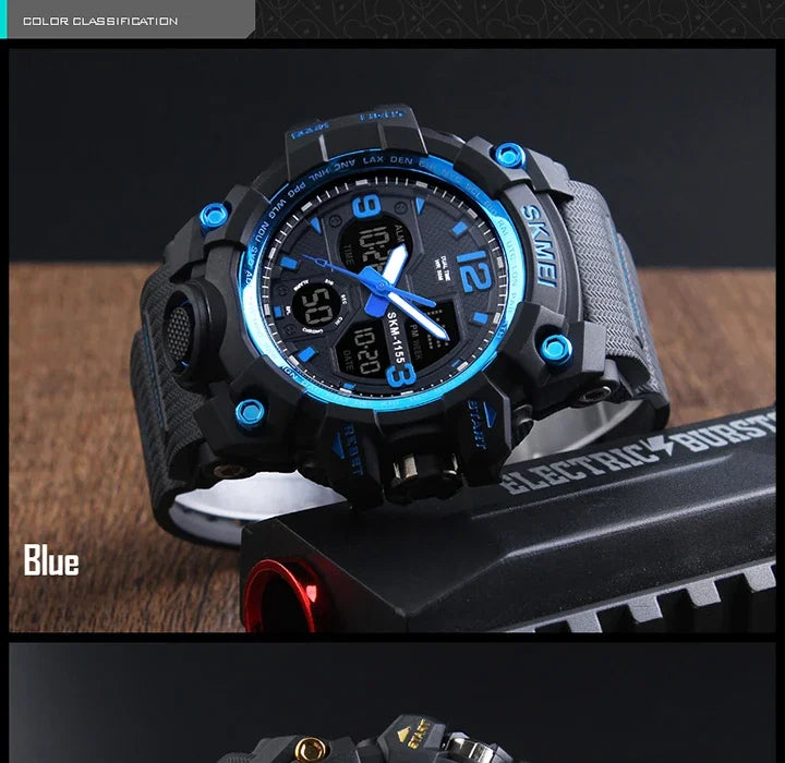 SKMEI 1155B  5Bar Waterproof Dual Display Wristwatches Relogio Masculino watch Sport Men Military Digital Watches Sport Watch