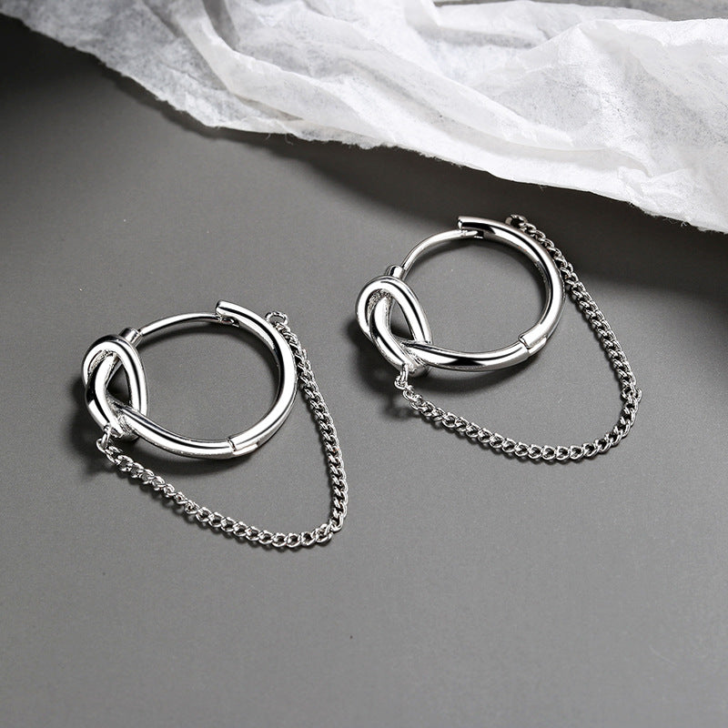 VOQ Silver Color Punk Style Knotted Chain Earrings Women's Earrings for Best Friend