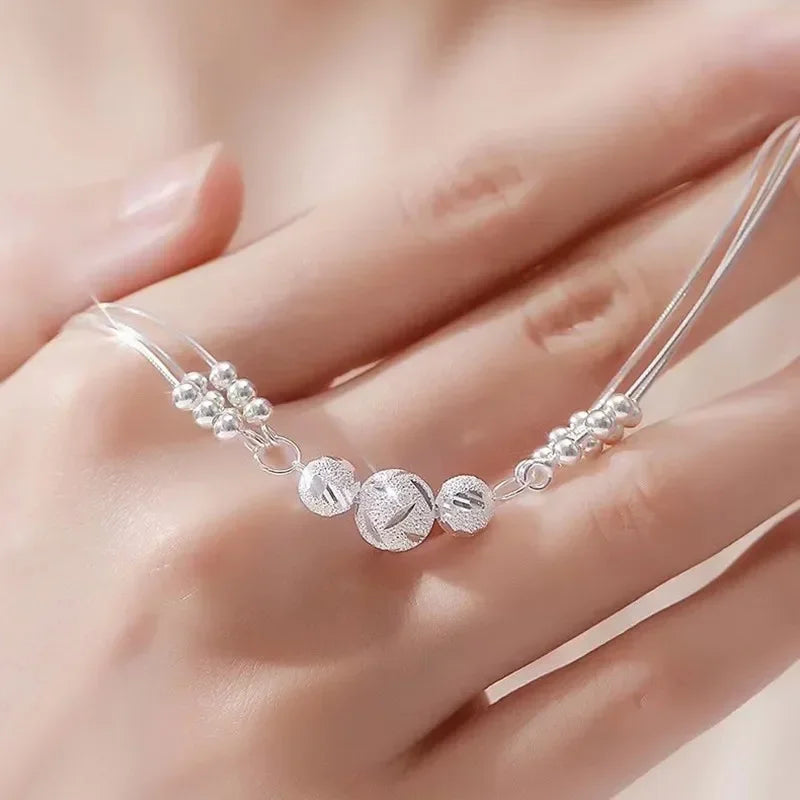 Luxury 925 Sterling Silver Bracelet for Woman Vintage Original Lucky Beads Ball Adjustable Bracelets Designer Jewelery Gifts