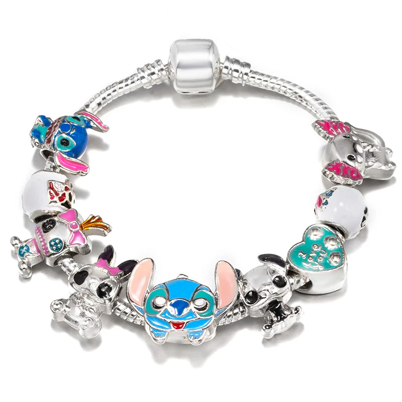 Classic Cartoon Characters Diy Charm Beads Pendant With Snake Chain Charm Bracelet For Women Children Jewelry Hot Selling