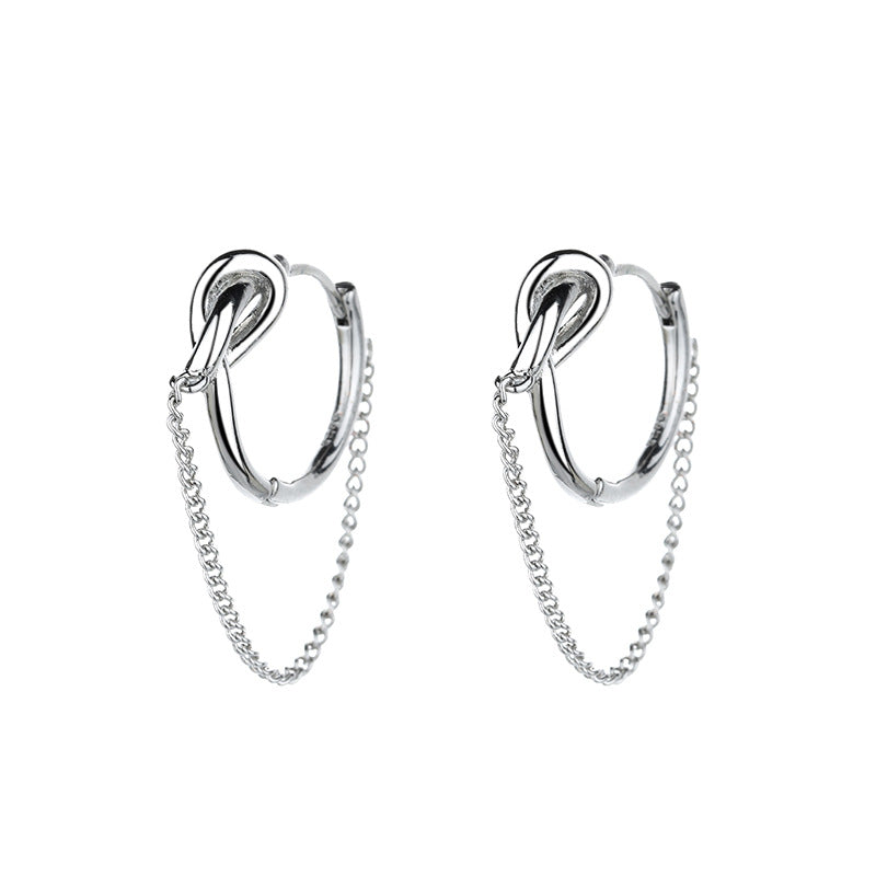 VOQ Silver Color Punk Style Knotted Chain Earrings Women's Earrings for Best Friend