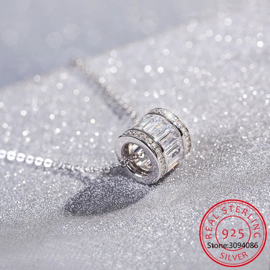 Real Moissanite Transfer Bead Necklace Passed Diamond Test S925 Sterling Silver Wedding Party Women's Fine Jewelry