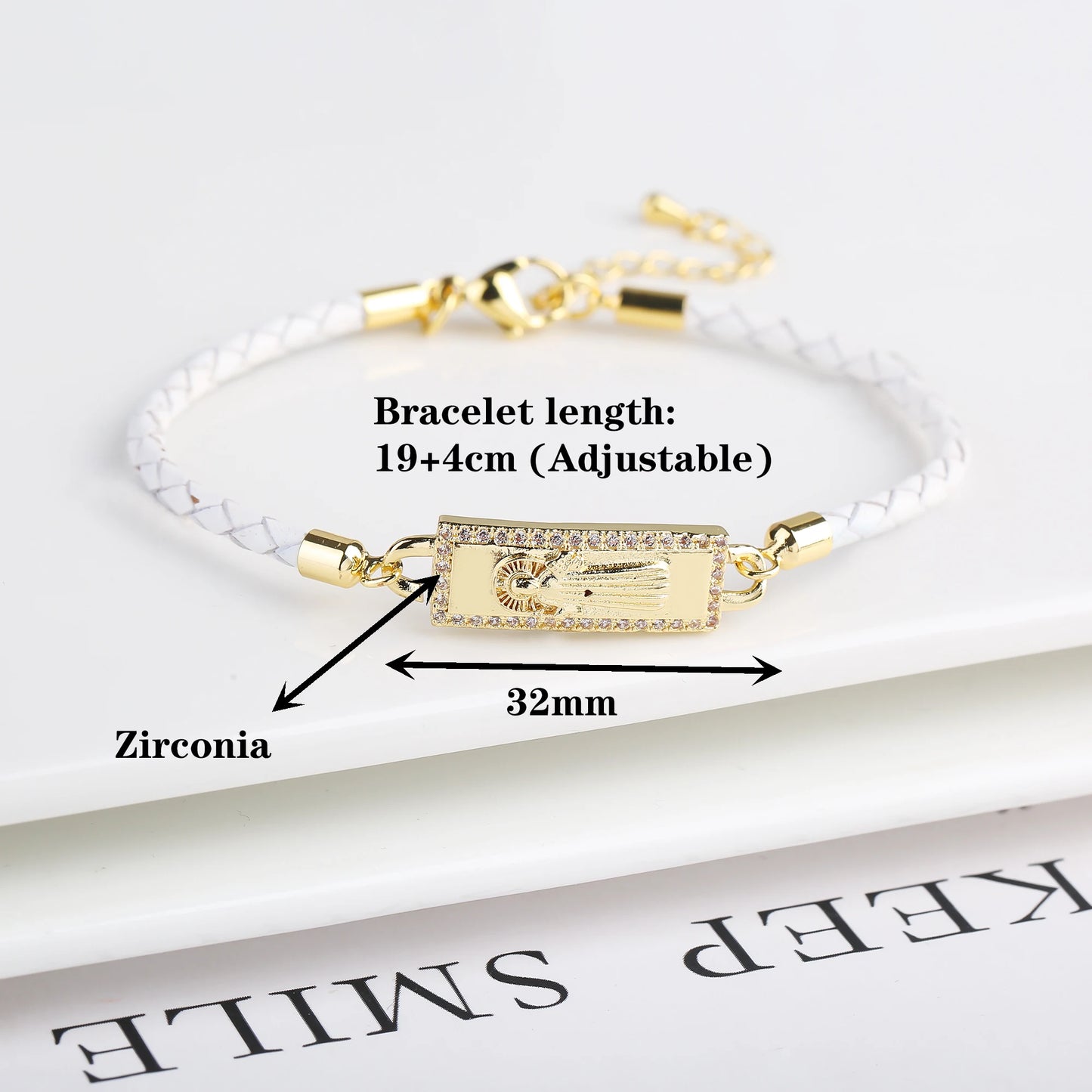 Classic Religious Jewelry Charm Bracelet Fashion Women's Zirconia St. Jude Leather Braided Bracelet for Party Gift Daily Wear