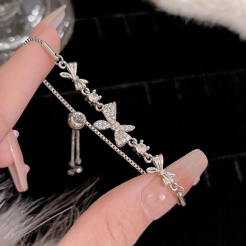 French Romantic Blue Crystal Shell Tassels Bracelet for Women Luxury Y2K Bling Bracelet Spice Girls  Exquisite Jewelry Gift