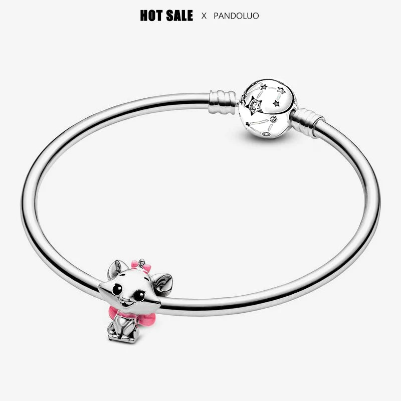 Disney The Aristocats Marie Charm Bead Fits Pandora Original Bracelet Women 925 Silver Pendant Beads DIY Jewelry Hot Sale Gift