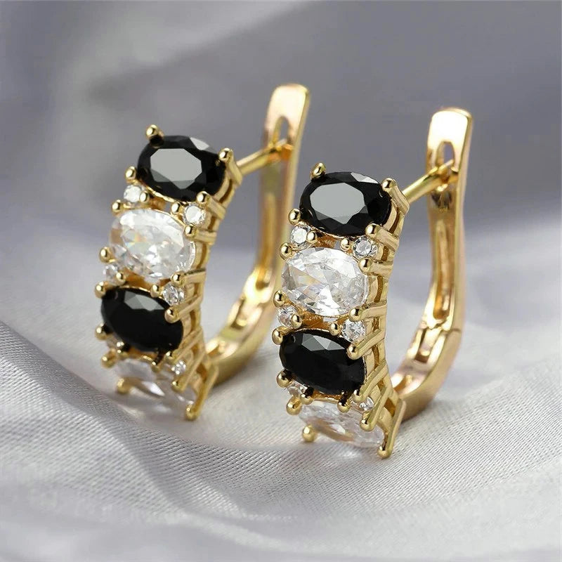 New Luxury Trendy Blue Cubic Zirconia Hoop Earrings Wedding Party Elegant Accessories for Women Anniversary Gift  Jewelry