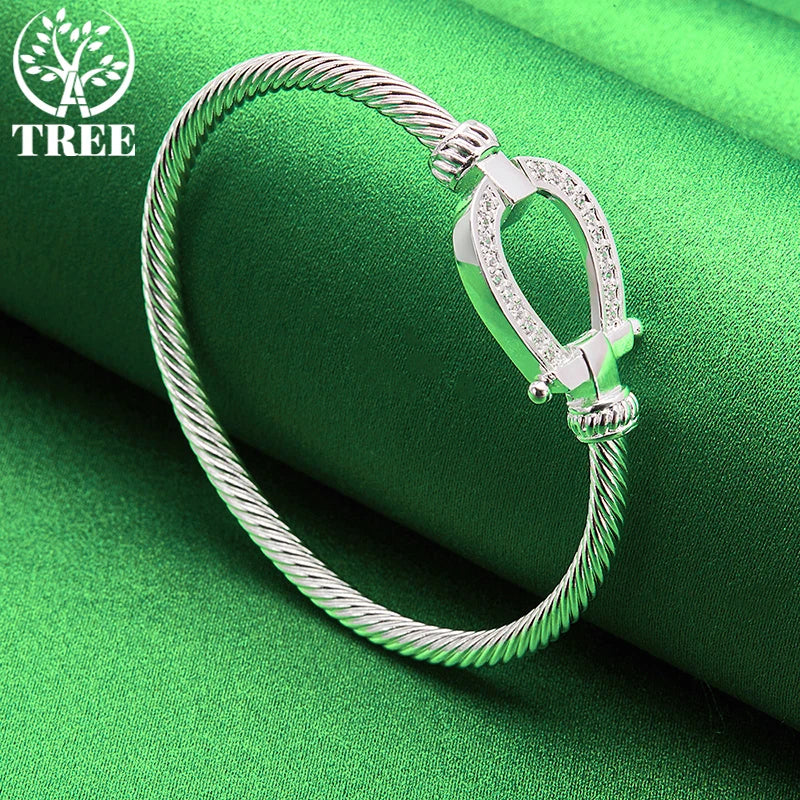 ALITREE 925 Sterling Silver Knotting Rope Bangles For Women Bangle Fashion Birthday Wedding Party Jewelry Lady Bracelets Gifts