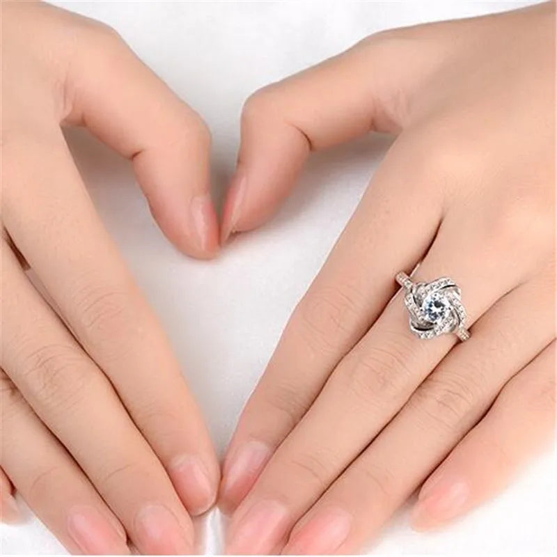 New Arrivals 925 Sterling Silver Crystal Clover Ring Bague Anillos Hot Sale Pure Silver Fine Jewelry For Women