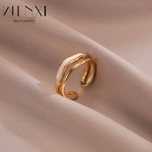 White Drip Glazed Elegant Female Fashion Open-End Personality Ring