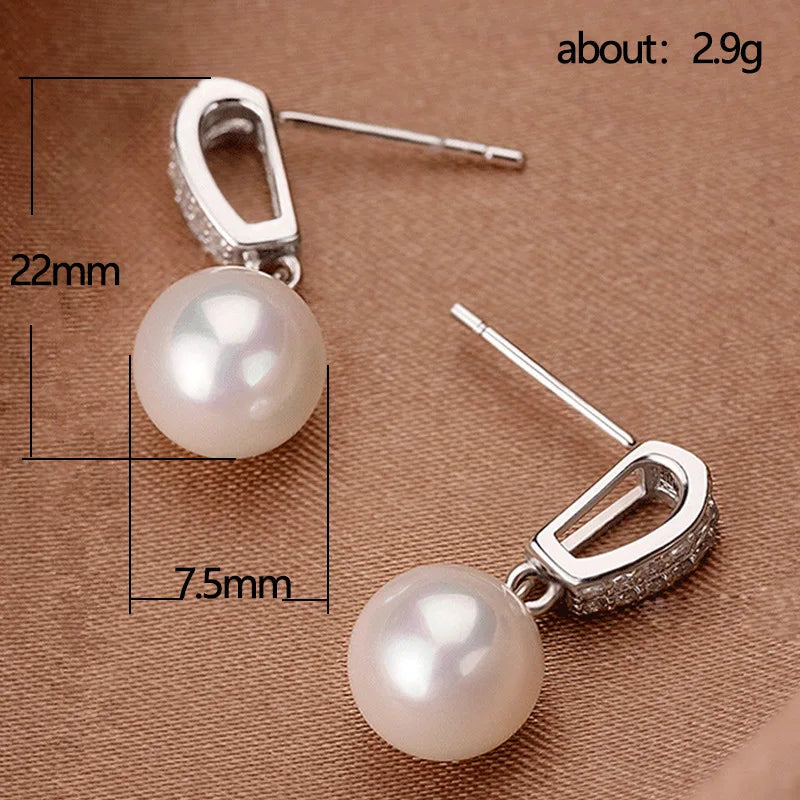 Elegant Fashion Imitation Pearl Zircon Drop Earrings for Women Temperament Ear Accessories Statement Jewelry pendientes mujer