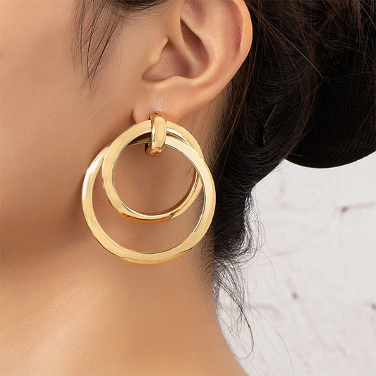 2 Pieces Of Women's Trendy Geometric Circle Earrings, Outdoor Travel, Carnival, Party, Holiday Dressing Gifts-7592