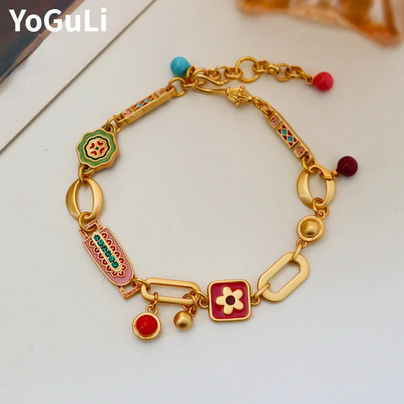 Modern Jewelry Elegant Temperament Multiple Colorful Enamle Chain Bracelets For Women Female Gifts Sweet Accessories Hot Sale