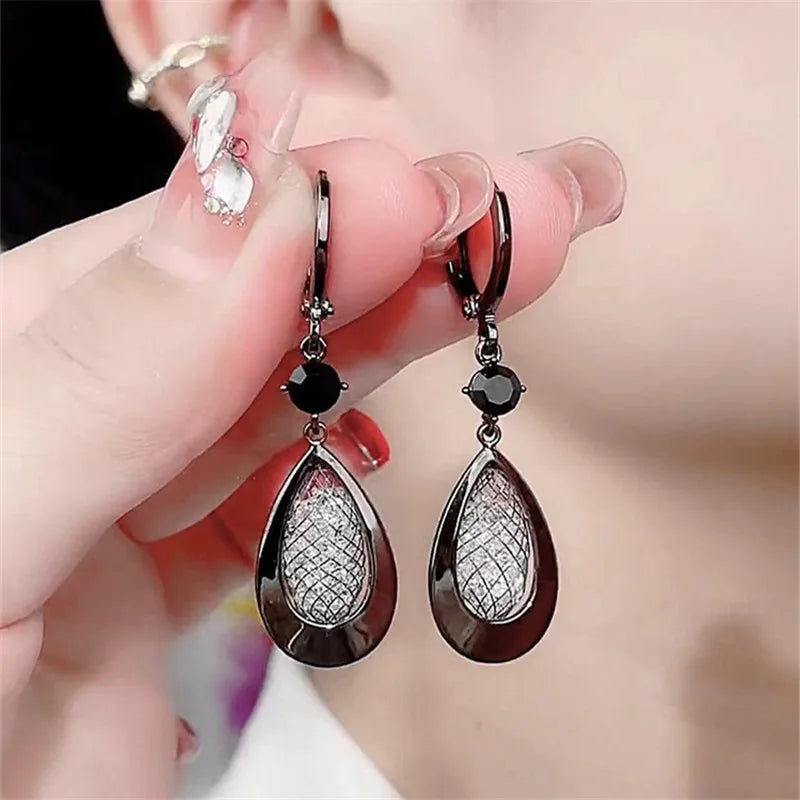 New Exquisite Purple Square Crystal Earrings For Women Fashionable Personalized Daily Accessory Party Jewelry Birthday Gifts