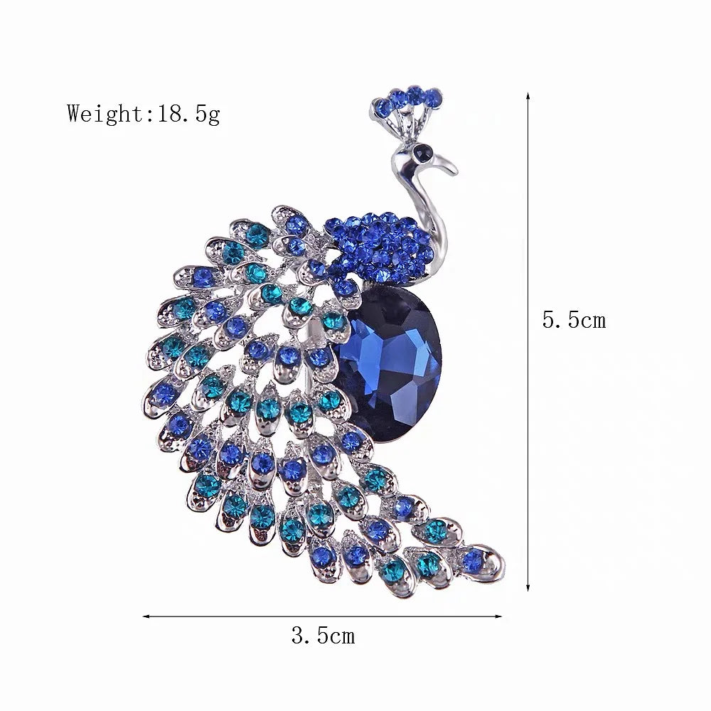 Rhinestone Peacock Bird Brooches Pins Jewelry Banquet Christmas Elegant Coat Pin Jewelry Accessories and Gifts