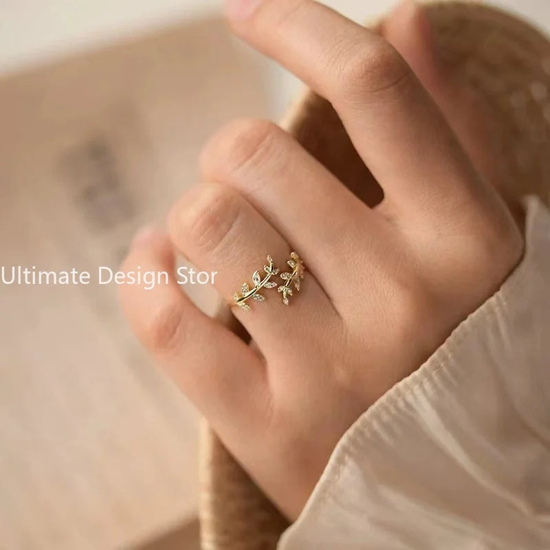 925 Sterling Silver Tree Branch Shape Ring Charm Sparkling Zirconia Rings Birthday Party Gift for Women Fine Jewelry Accessories