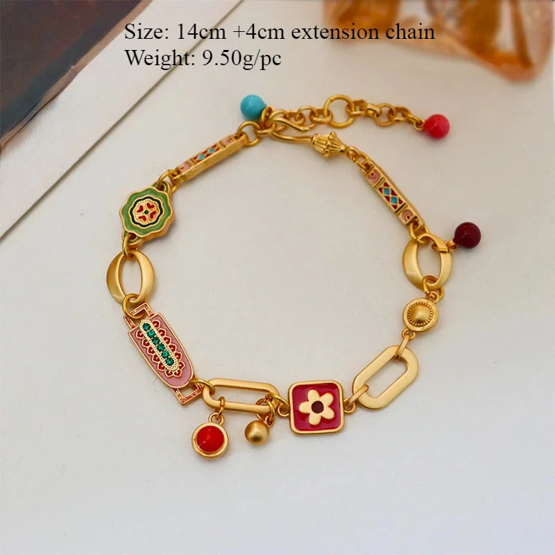 Modern Jewelry Elegant Temperament Multiple Colorful Enamle Chain Bracelets For Women Female Gifts Sweet Accessories Hot Sale