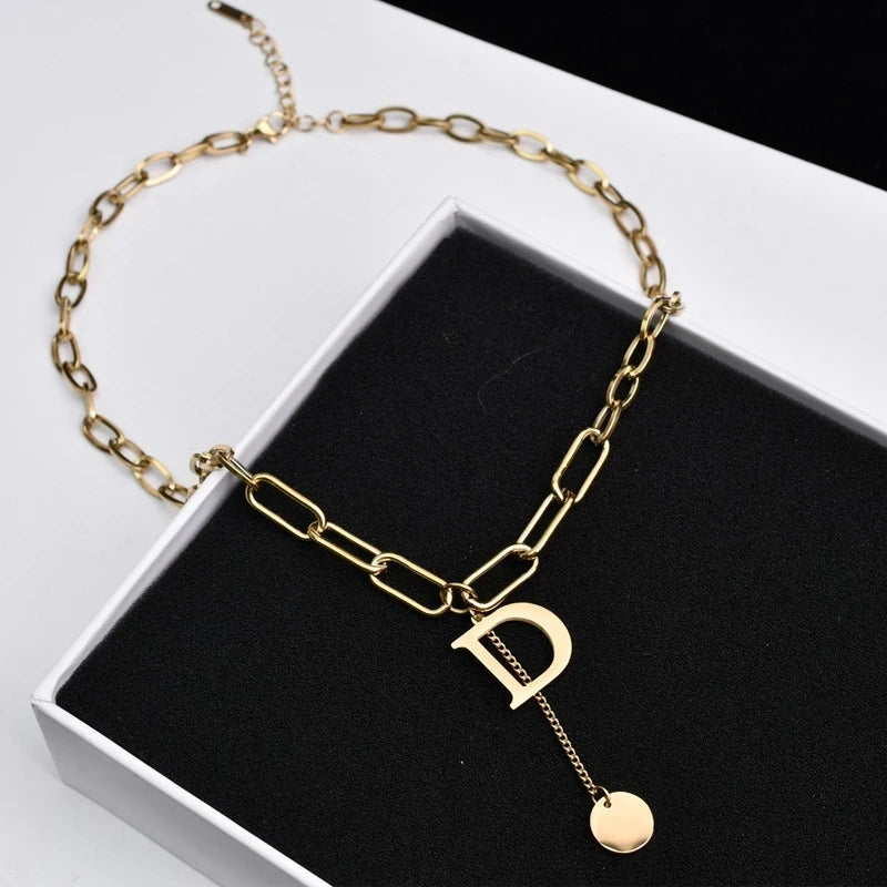 Fashion Letter Titanium Steel Choker Necklace For Woman Gothic Korean Jewelry Hip Hop Party Girl's Sexy Clavicle Chain