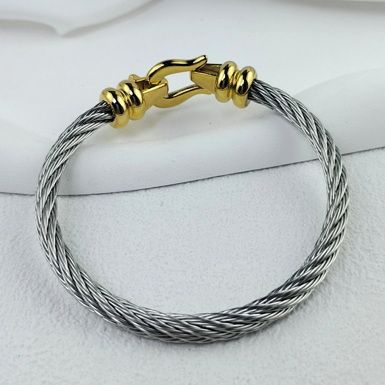 Stainless Steel 5mm Women's Vintage Stretch Cuff Cable Bracelet, Fashion Jewelry Gift for Men, Women, Friends and Sisters