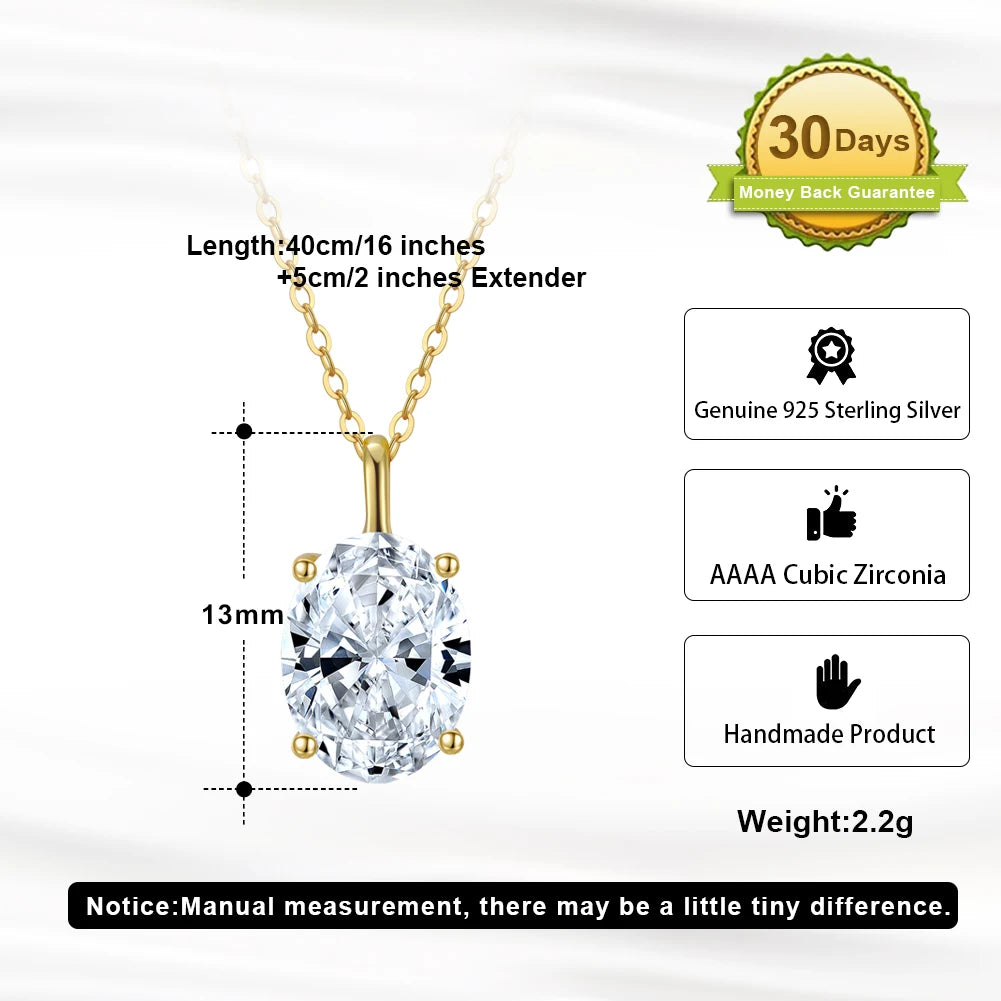 ORSA JEWELS 925 Sterling Silver Cubic Zirconia Bridal Pendant Necklace Elegance Oval-Cut Teardrop CZ Necklace for Women APN11