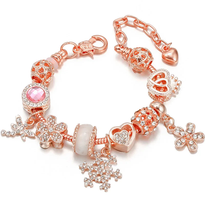 Online Hot Selling Charm Bracelets For Women With Blue Crystal Beads Star Hot-Air-Balloon Pendant DIY Bracelets Fashion Jewelry