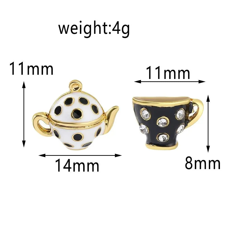 Enamel Jewelry Teapot Locket Coffee Cup pendant Clothing Accessories Earrings Teapot Necklace Tea Cup Necklace Long Necklace