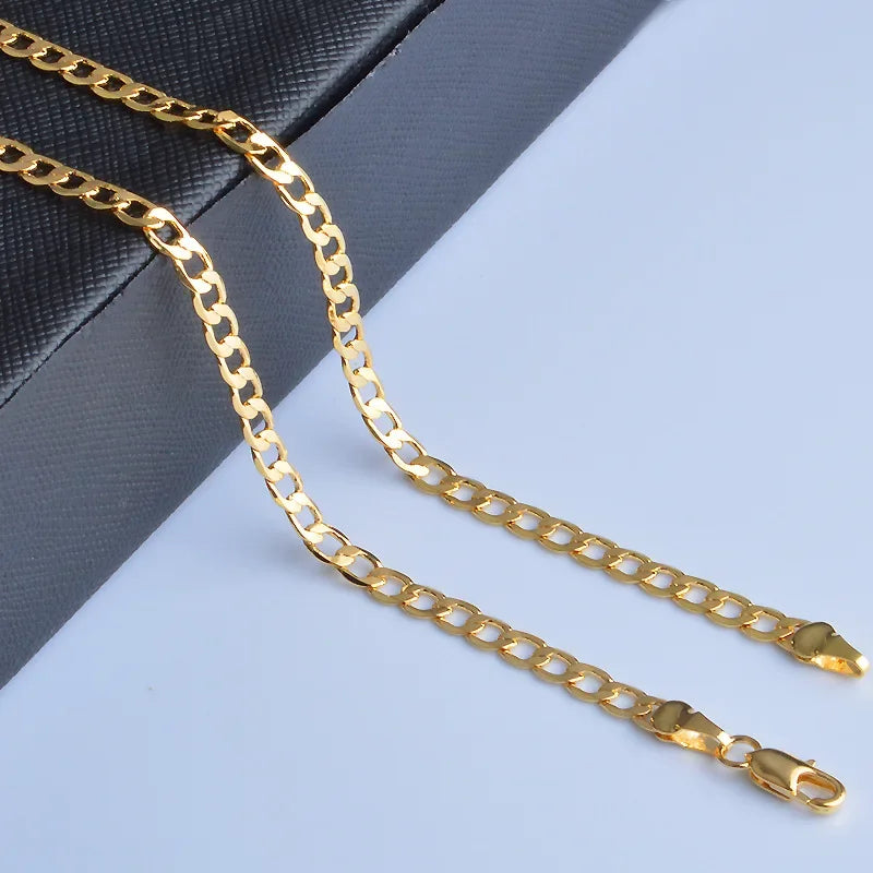 Special offer 18K gold Necklaces 925 Stamp Silver color Classic 8MM sideways chain for Men woman fine Jewelrys Wedding party