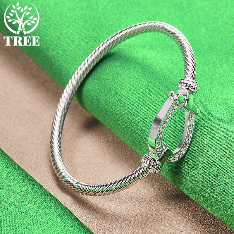 ALITREE 925 Sterling Silver Knotting Rope Bangles For Women Bangle Fashion Birthday Wedding Party Jewelry Lady Bracelets Gifts