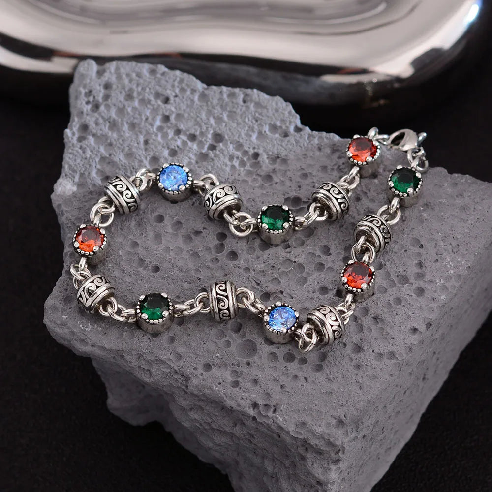 New Arrival Trendy Colorful Crystal 925 Sterling Silver Female Bracelet Wholesale Jewelry For Women Birthday Gifts