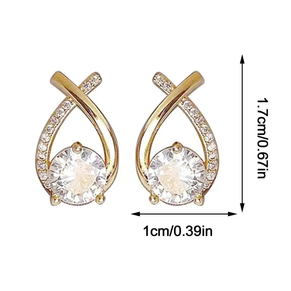 Fashion Cross Stud Earrings For Women Girls Korean Style Elegant Crystal Jewelry Ear Rings Fishtail Lady Earrings Gifts