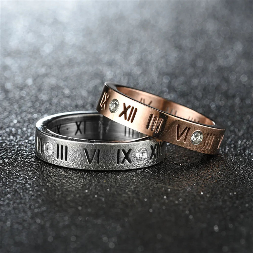 Luxury Roman Numeral Necklace Earring Bracelet Ring Set For Women Never Fade 316L Stainless Steel Wedding Jewelry Set Gift Box