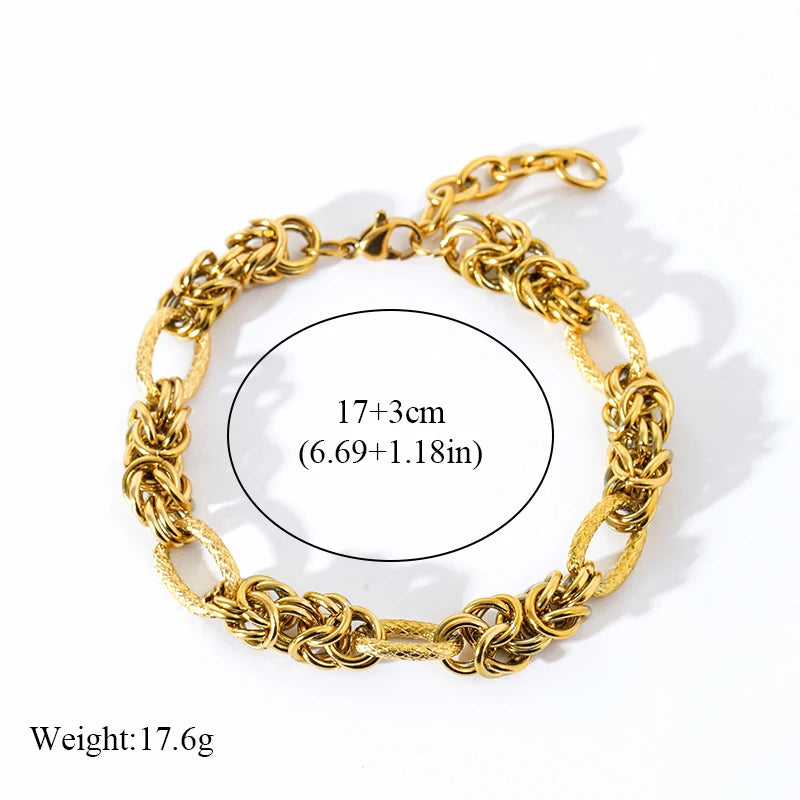 EILIECK 316L Stainless Steel Gold Color Cuban Chain Bracelet For Women Men Trendy Punk Waterproof Wrist Chain Jewelry Gift Party