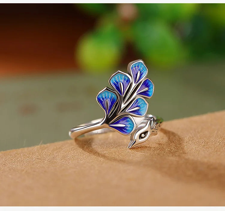 925 Sterling Silver Blue Peacock Wedding Rings For Women Engagement Wedding Fine Jewelry Jewellery Women Wholesale