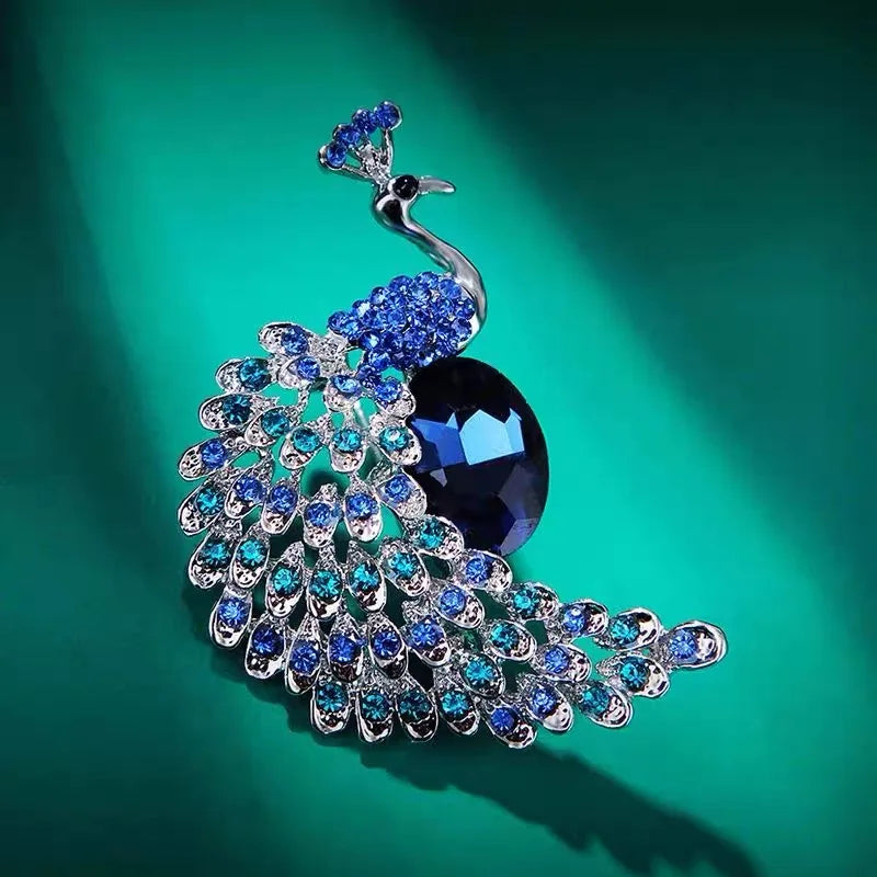 Rhinestone Peacock Bird Brooches Pins Jewelry Banquet Christmas Elegant Coat Pin Jewelry Accessories and Gifts